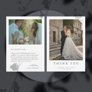 Carte de remerciement de mariage photo simple mode