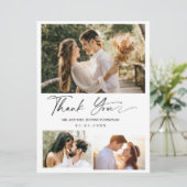 Carte de remerciement de mariage photo trois écrit (Debout devant)