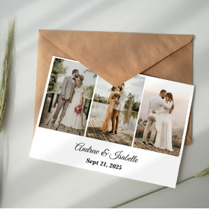 Carte de remerciement de mariage photo typographie