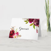 Carte de remerciement de mariage pliée Burgundy Bl (Devant)