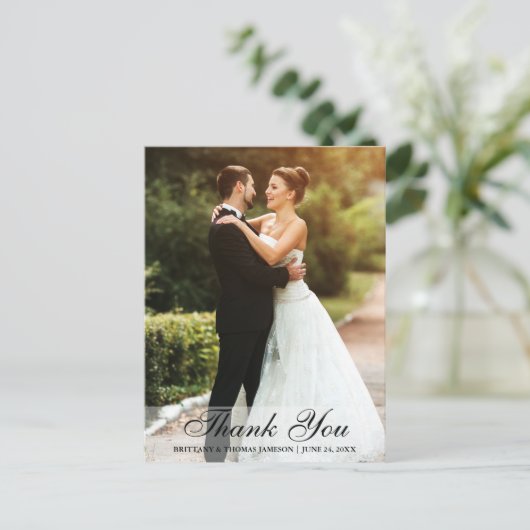 Carte de remerciement de mariage pour mariée et ma (Debout devant)