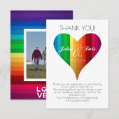 Carte de remerciement de mariage Rainbow Heart (Devant / Derrière)