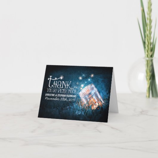 Carte de remerciement de mariage rêveuse avec pot (Devant)