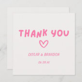 Carte de remerciement de mariage rose (Devant / Derrière)