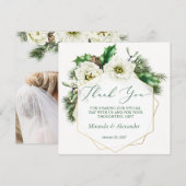 Carte de remerciement de mariage Rose d'hiver Pin  (Devant / Derrière)