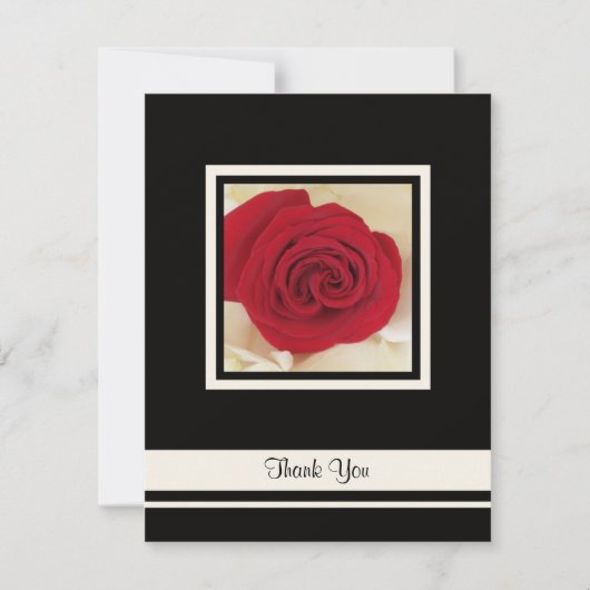 Carte de remerciement de mariage Rose rouge Merci (Devant)