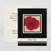 Carte de remerciement de mariage Rose rouge Merci (Devant / Derrière)