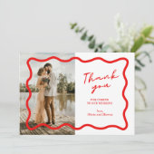 Carte de remerciement de mariage rouge simple mode (Debout devant)