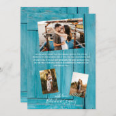 Carte de remerciement de mariage Rustic Blue Bois  (Devant / Derrière)