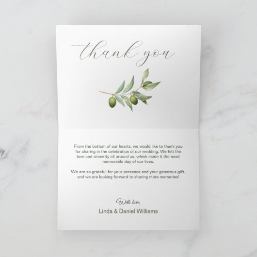 Carte de remerciement de mariage rustique aquarell (Intérieur)