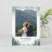 Carte de remerciement de mariage rustique avec enc (Debout devant)