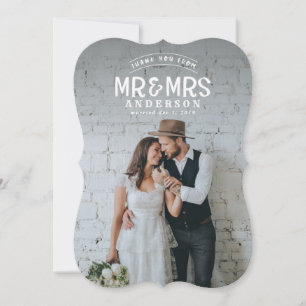Carte de remerciement de mariage rustique avec pho
