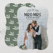 Carte de remerciement de mariage rustique avec pho (Devant / Derrière)