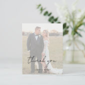 Carte de remerciement de mariage rustique script p (Debout devant)