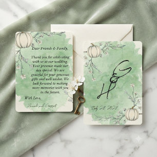 Carte de remerciement de mariage rustique verte au