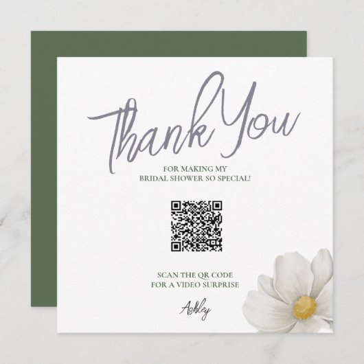 Carte de remerciement de mariage simple avec code  (Devant / Derrière)