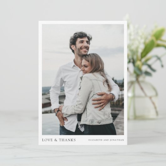 Carte de remerciement de mariage simple avec photo (Debout devant)