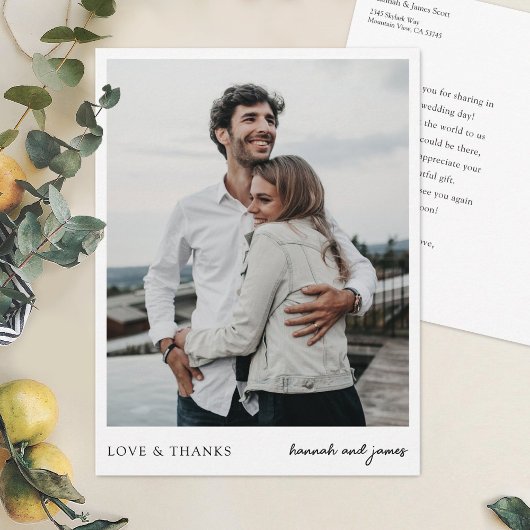 Carte de remerciement de mariage Simple Chic avec 