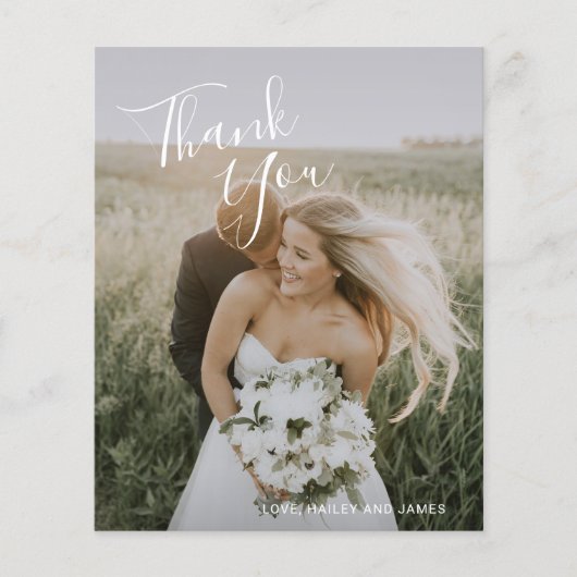 Carte de remerciement de mariage simple élégante a (Devant)
