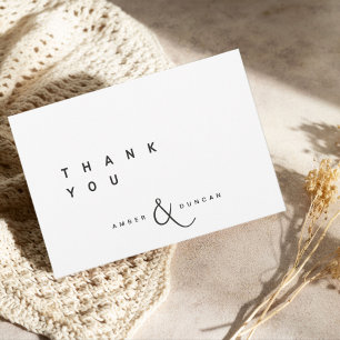 Carte de remerciement de mariage simple et blanche