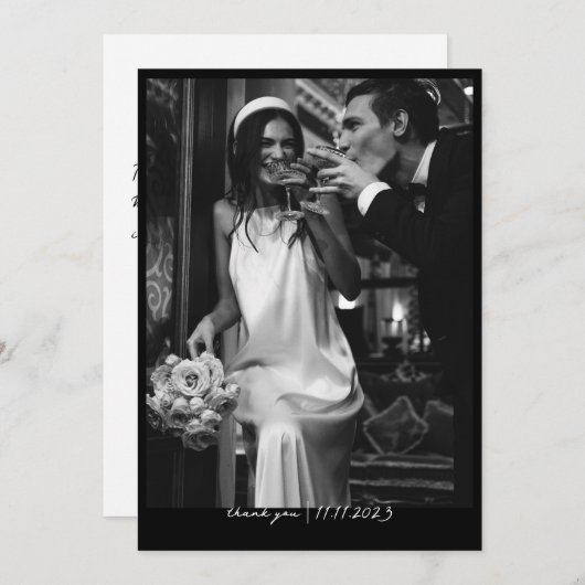 Carte de remerciement de mariage simple et chic av (Devant / Derrière)