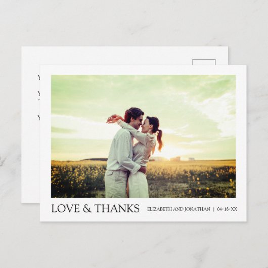 Carte de remerciement de mariage simple moderne av (Devant / Derrière)