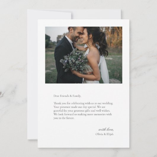 Carte de remerciement de mariage simple moderne av (Dos)