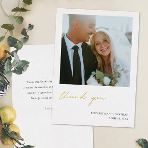 Carte de remerciement de mariage simple photo avec