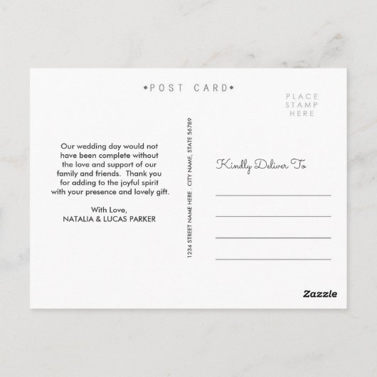 Carte de remerciement de mariage simplement amusan (Dos)