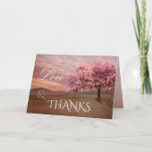 Carte de remerciement de mariage sous les cerisier (Devant)