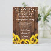 Carte de remerciement de mariage Tournesols Bois R (Debout devant)