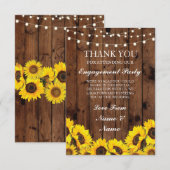 Carte de remerciement de mariage Tournesols Bois R (Devant / Derrière)