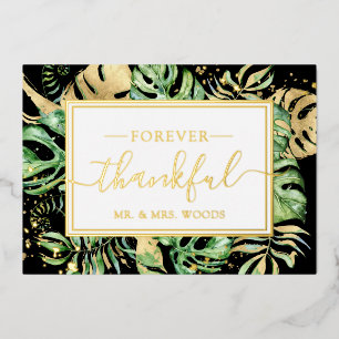 Carte de remerciement de mariage Tropical Black &