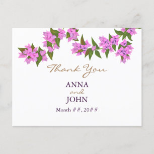 Carte de remerciement de mariage tropical Bougainv