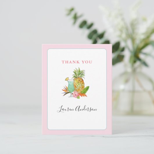 Carte de remerciement de mariage tropical fruit (Debout devant)