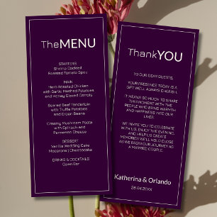 Carte de remerciement de menu de mariage Deep Plum