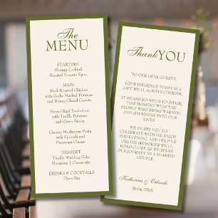 Carte de remerciement de menu de mariage minimalis