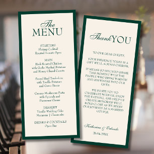 Carte de remerciement de menu de mariage minimalis