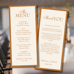 Carte de remerciement de menu de mariage minimalis