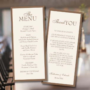 Carte de remerciement de menu de mariage minimalis