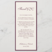Carte de remerciement de menu de mariage minimalis (Devant)