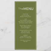 Carte de remerciement de menu de mariage Olive Gre (Dos)