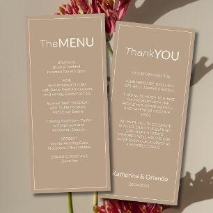 Carte de remerciement de menu de mariage Taupe Old