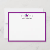 Carte de remerciement de naissance violette modern (Devant)