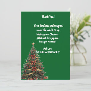 Carte de remerciement de Noël élégante avec arbre 
