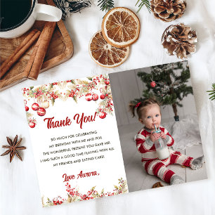 Carte de remerciement de Noël florale pour anniver