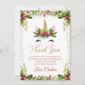 Carte de remerciement de Noël licorne magique doré (Devant)