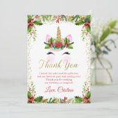 Carte de remerciement de Noël licorne magique doré (Debout devant)