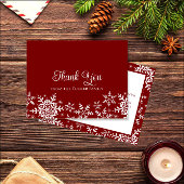 Carte de remerciement de Noël ou d'hiver rouge Flo