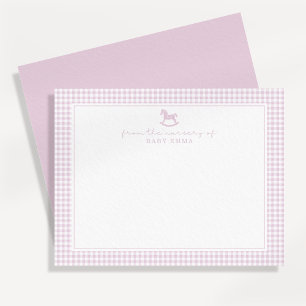Carte de remerciement de nursery Gingham Rose